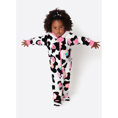 Pijama Manga Longa Soft Bebê Menina Vaca Patches