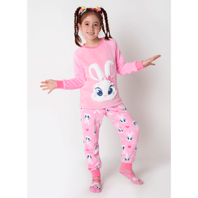 Pijama Manga Longa Soft Menina Coelha Romântica