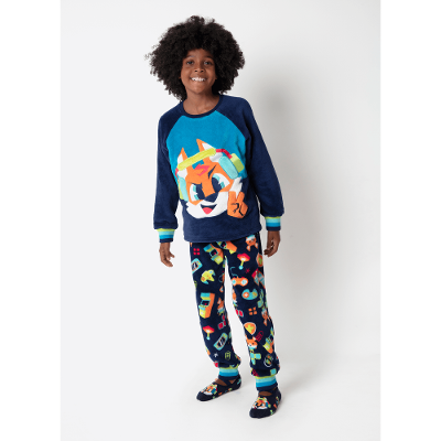 Pijama Manga Longa Soft Menino Teen Raposa Gamer