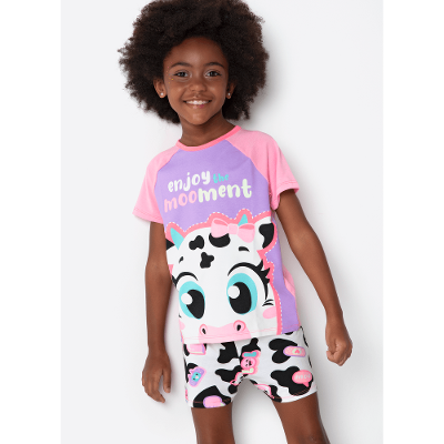Pijama Manga Curta Viscolycra Menina Vaca Patches