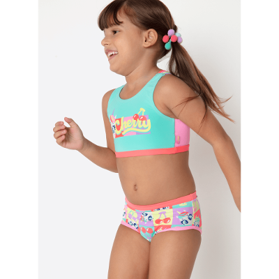 Biquíni Menina Com Proteção Solar Unicórnio Cherry