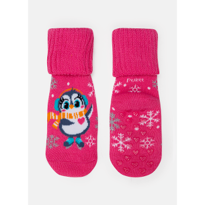 Meia Botinha Antiderrapaante Bebê Menina Pinguim
