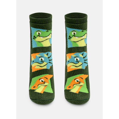 Meia Soquete Com Sola Emborrachada Menino Teen Dino Trio