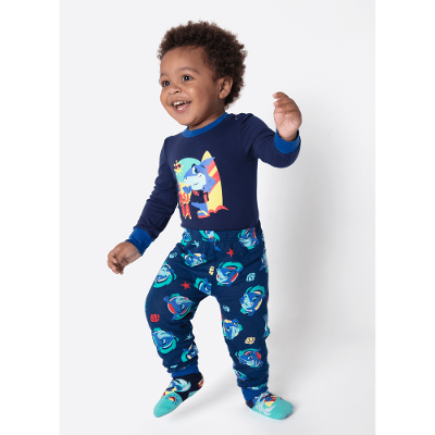 Pijama Manga Longa Viscolycra Bebê Menino Tubarão Aloha