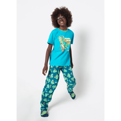 Pijama Manga Curta Menino Teen Dino Miami