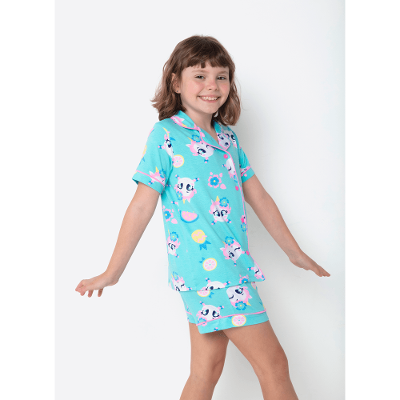 Pijama Manga Curta Viscolycra Menina Unicórnio Aloha