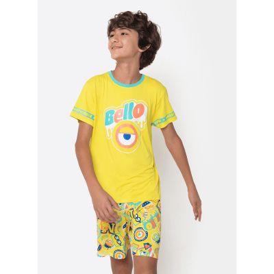 Pijama Curto Pijama Manga Curta Viscolycra Masculino