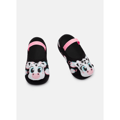 Meia Sapatilha Antiderrapante com LED Bebê Menina Vaca Patches