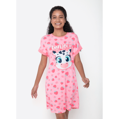 Camisola Manga Curta Viscolycra Feminino Vaca Romântica