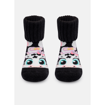 Meia Botinha Antiderrapante Bebê Menina Vaca Patches