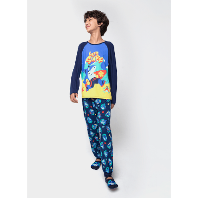 Pijama Manga Longa Viscolycra Menino Teen Tubarão Aloha