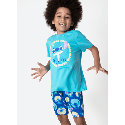 Pijama Manga Curta Algodão Menino Stitch