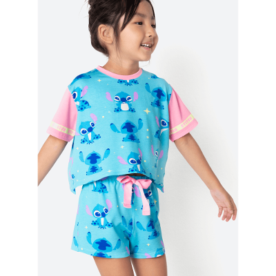 Pijama Manga Curta Viscolycra Menina Stitch