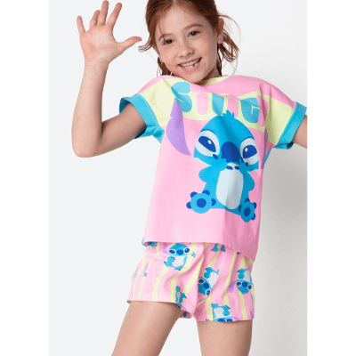 Pijama Manga Curta Viscolycra Estampado Menina Stitch