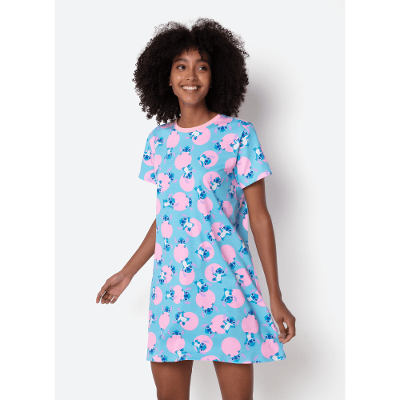 Camisola Manga Curta Algodão Feminina Stitch