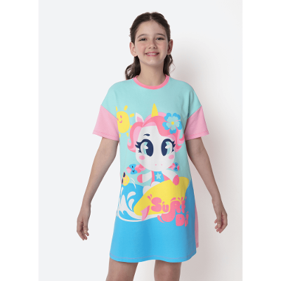 Camisola Manga Curta Viscolycra Menina Teen Unicórnio Aloha