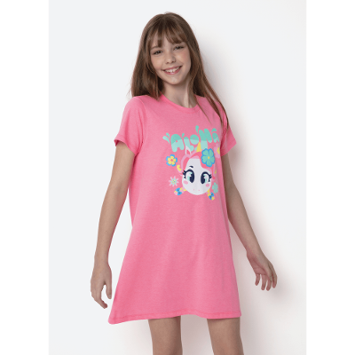 Camisola Manga Curta Algodão Menina Teen Unicórnio Aloha