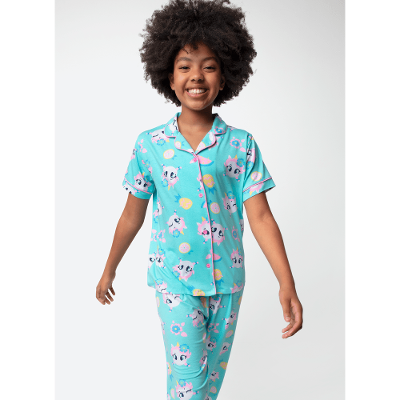 Pijama Manga Curta Viscolycra Menina Teen Estampado Unicórnio Aloha