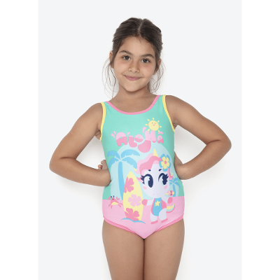 Maiô Menina Unicórnio Aloha