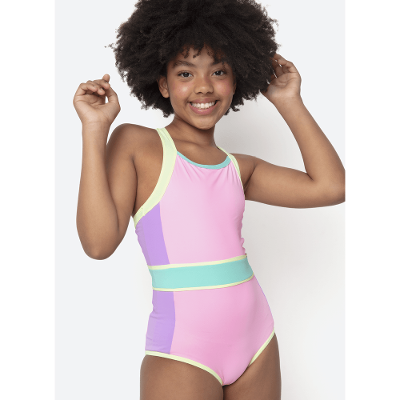 Maiô Menina Teen Color Block