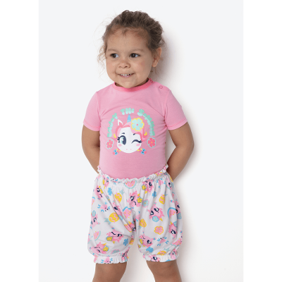 Pijama Manga Curta Viscolycra Bebê Menina Unicórnio Aloha