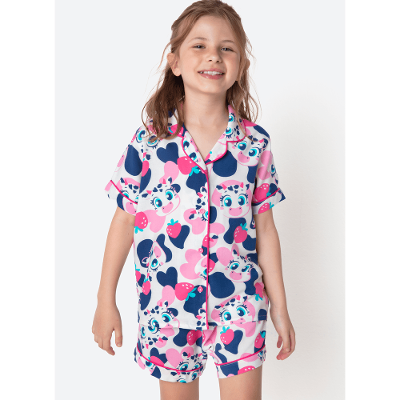Pijama Manga Curta Viscose Menina Vaca Romântica