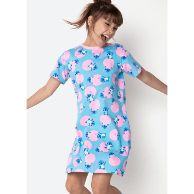 Camisola Manga Curta Algodão Menina Teen Stitch