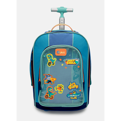 Mochila com Rodinha Color Block Azul