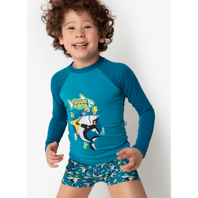 Conjunto Camiseta e Sunga Menino Tubarão Rockstar