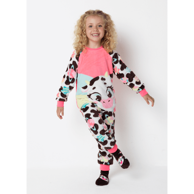 Pijama Manga Longa Soft Menina Vaca Chocolate
