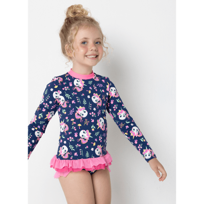Camiseta Com Proteção Solar Menina Unicórnio Encantado