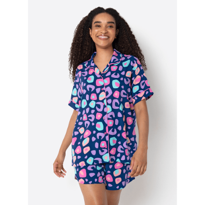 Pijama Manga Curta Viscose Feminino Onça