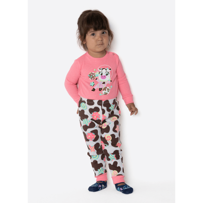 Pijama Manga Longa Bebê Menina Vaca Chocolate
