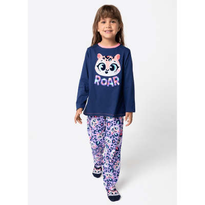 Pijama Manga Longa Algodão Menina Onça
