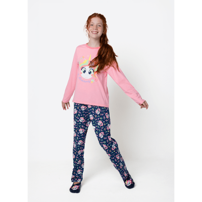 Pijama Manga Longa Algodão Menina Teen Unicórnio Encantado