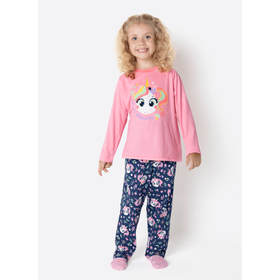 Pijama Manga Longa Algodão Menina Unicórnio Encantado
