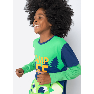 Pijama Manga Longa Menino Teen Dragão Camping