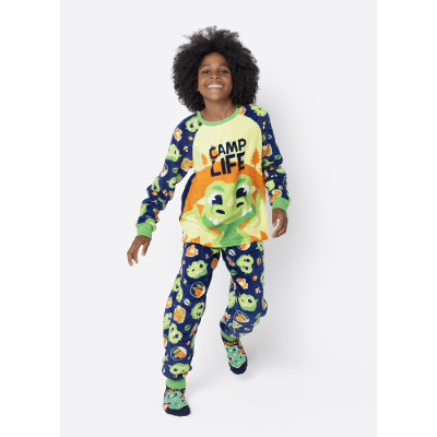 Pijama Manga Longa Soft Menino Teen Dragão Camping