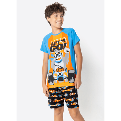 Pijama Manga Curta Menino Teen Gorila Racing