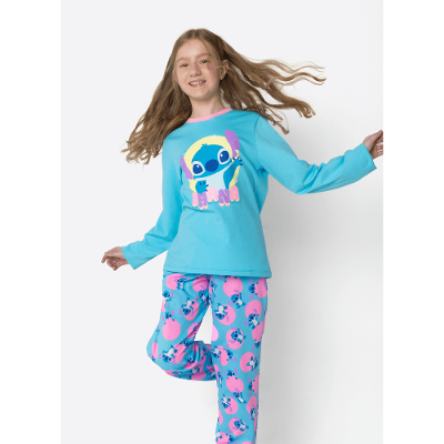 Pijama Manga Longa Algodão Menina Teen Stitch