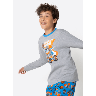 Pijama Manga Longa Algodão Menino Teen Gorila Racing