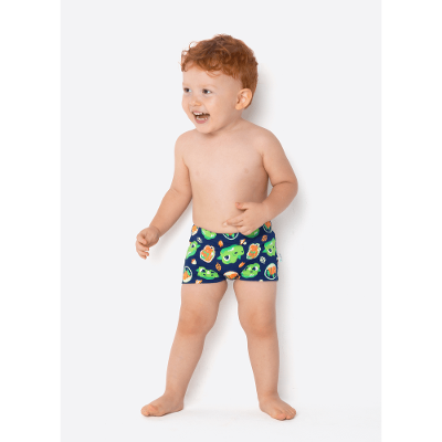 Sunga Boxer Bebê Menino Com Proteção Solar Dragão Camping