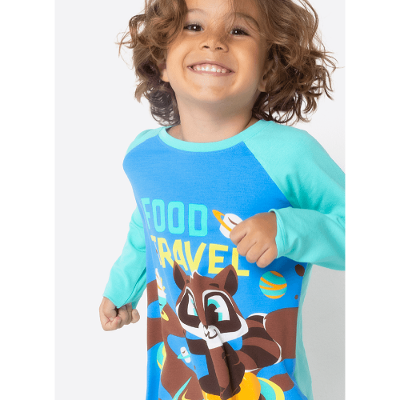 Pijama Manga Longa Viscolycra Menino Guaxinim Chocolate