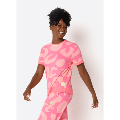 Pijama Manga Curta Feminino Rosa