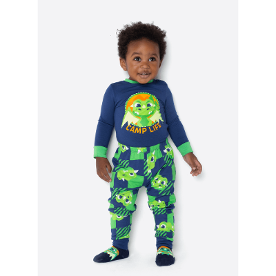 Pijama Manga Longa Viscolycra Bebê Menino Dragão Camping