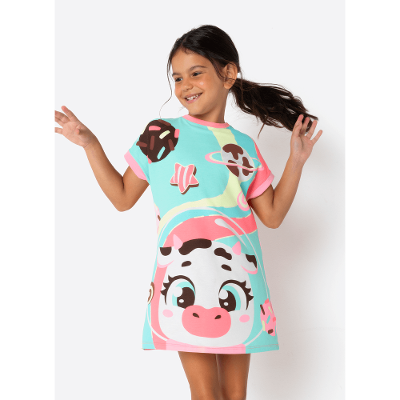 Camisola Manga Curta Viscolycra Menina Vaca Chocolate