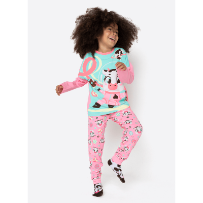 Pijama Manga Longa Viscolycra Menina Vaca Chocolate