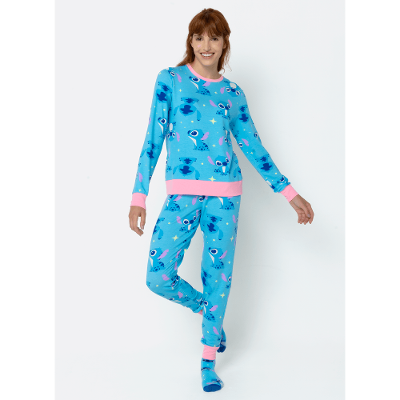 Pijama Manga Longa Ultra Visco Feminino Stitch
