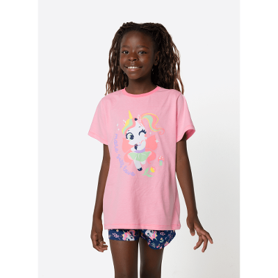 Pijama Manga Curta Menina Teen Unicórnio Encantado