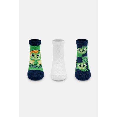 Kit com 3 meias Bebê Menino Dragão Camping